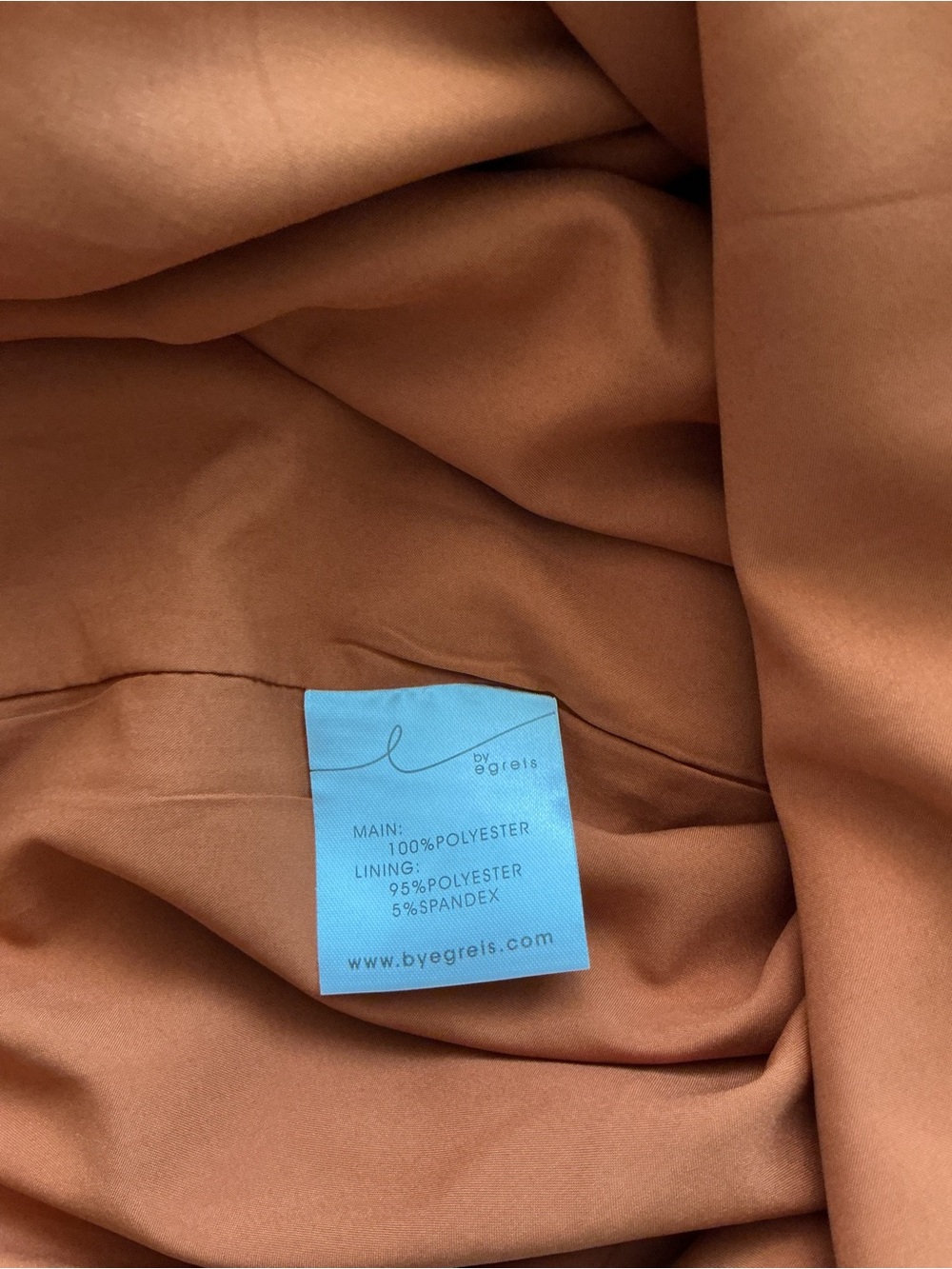 One-Shoulder Rust Satin Dress with Cascade Ruffle - Picture 6 of 7